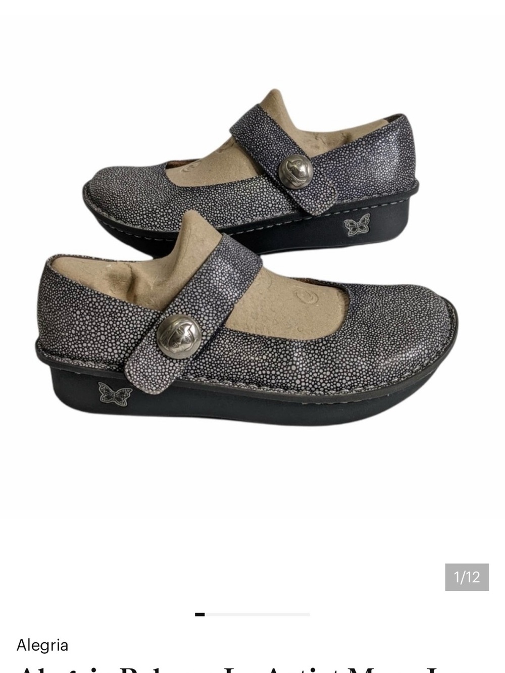 Alegria Metallic Speckled Gray Mary Jane Clogs